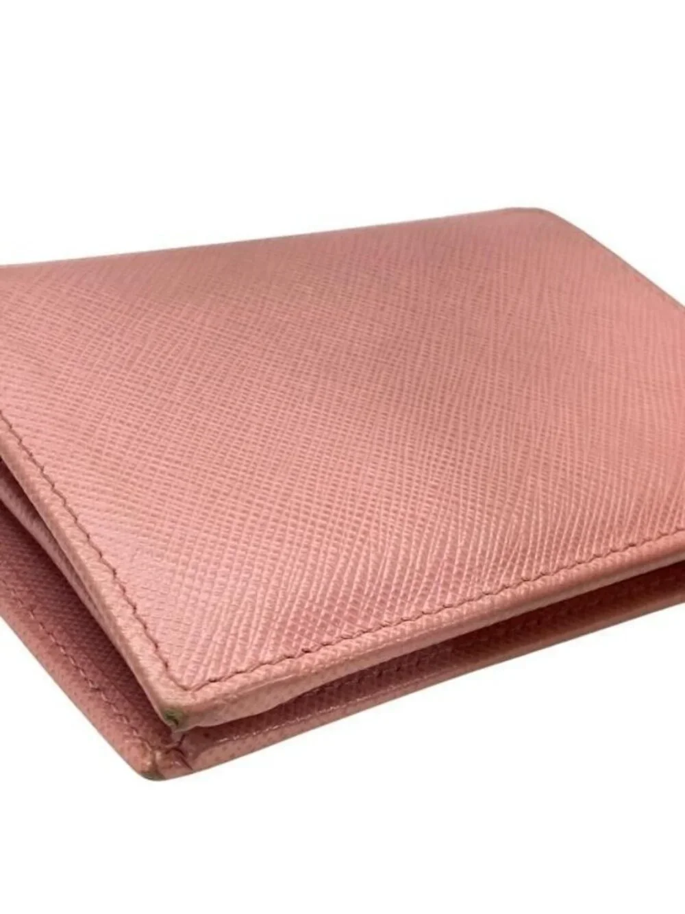 Prada 1 Mv204 Wallet Fold Compact Mini Logo Leather Pink